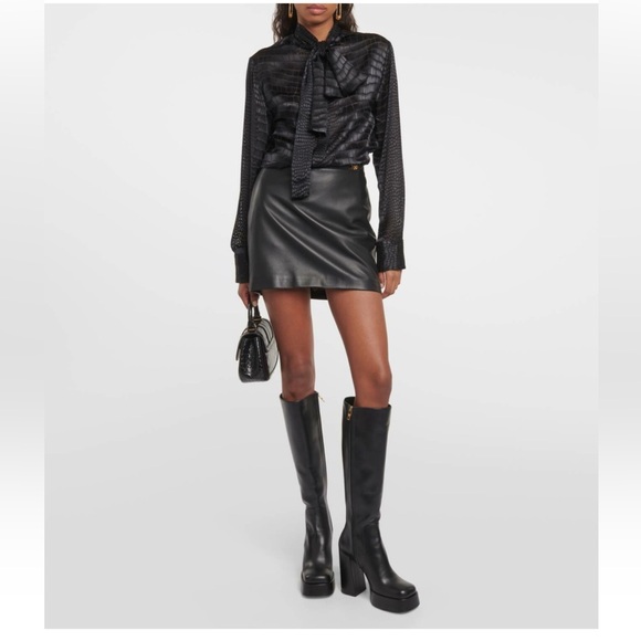 Versace Collection Leather Knee-High Boots - Picture 7 of 8